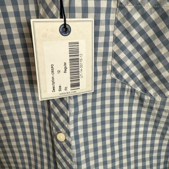 UNTUCKit NWT Women’s Blue White Gingham Button-Down Shirt, Size 12 100% Cotton - Picture 4 of 9